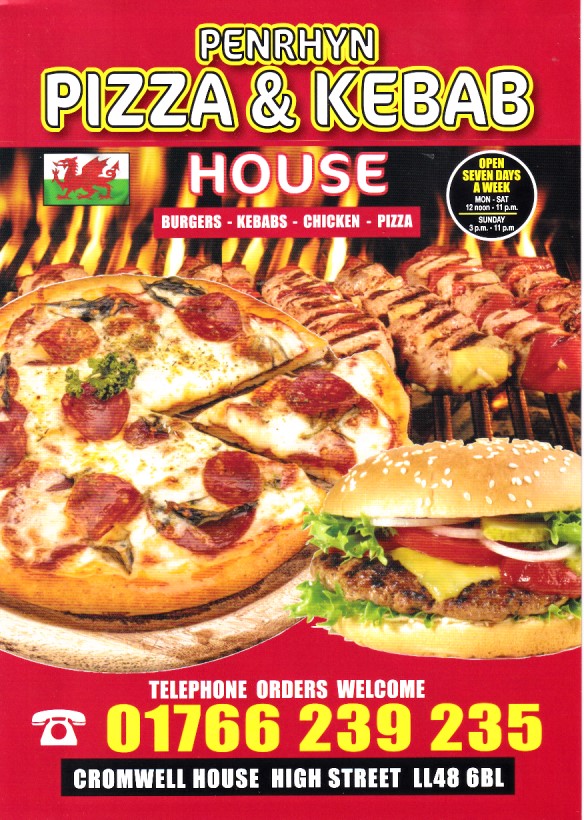 Menu of Penrhyn Pizza Kebab Takeaway